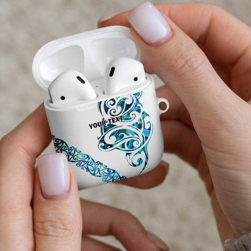All White Maori Tribal Tattoo Personalised AirPods Case Polynesian Style - Aussie Hoodie