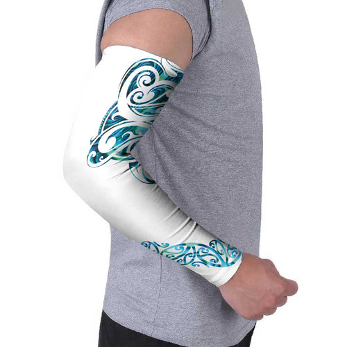 All White Maori Tribal Tattoo Personalised Arm Sleeves Polynesian Style - Aussie Hoodie