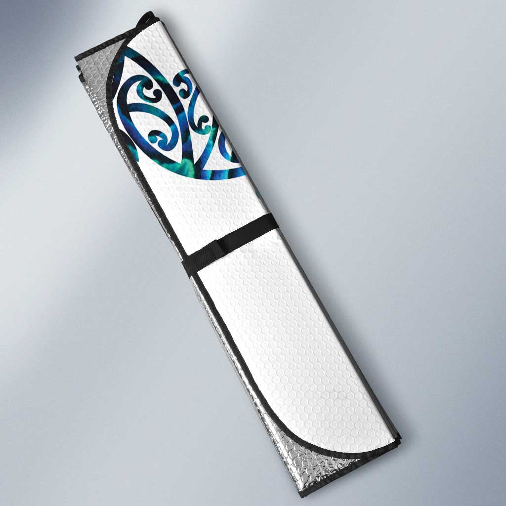 All White Maori Tribal Tattoo Personalised Auto Sun Shade Polynesian Style - Aussie Hoodie
