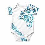 All White Maori Tribal Tattoo Personalised Baby Onesie Polynesian Style
