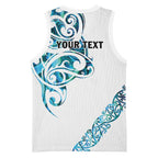 All White Maori Tribal Tattoo Personalised Basketball Jersey Polynesian Style - Aussie Hoodie