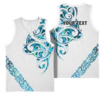 All White Maori Tribal Tattoo Personalised Basketball Jersey Polynesian Style - Aussie Hoodie