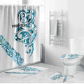 All White Maori Tribal Tattoo Personalised Bathroom Set Polynesian Style - Aussie Hoodie