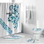 All White Maori Tribal Tattoo Personalised Bathroom Set Polynesian Style - Aussie Hoodie