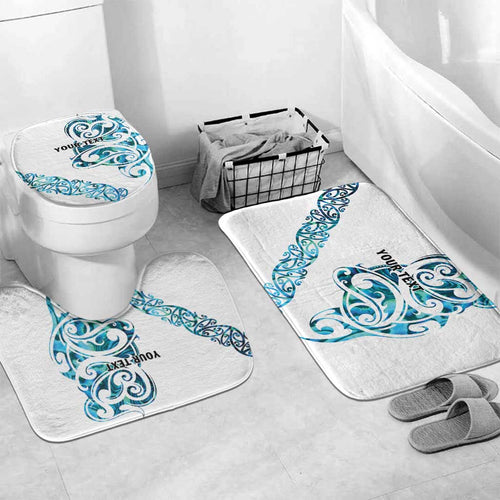 All White Maori Tribal Tattoo Personalised Bathroom Set Polynesian Style - Aussie Hoodie