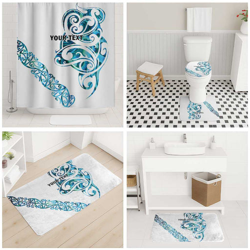 All White Maori Tribal Tattoo Personalised Bathroom Set Polynesian Style - Aussie Hoodie