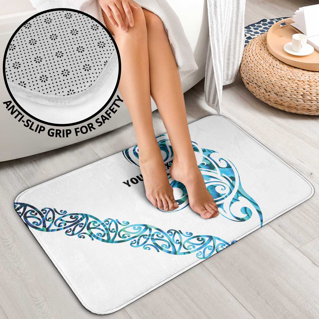 All White Maori Tribal Tattoo Personalised Bathroom Set Polynesian Style - Aussie Hoodie