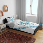 All White Maori Tribal Tattoo Personalised Bedding Set Polynesian Style