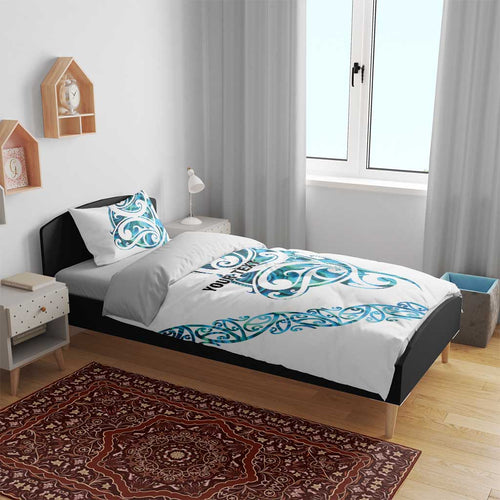 All White Maori Tribal Tattoo Personalised Bedding Set Polynesian Style