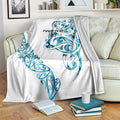 All White Maori Tribal Tattoo Personalised Blanket Polynesian Style