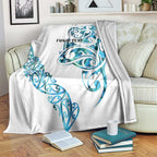 All White Maori Tribal Tattoo Personalised Blanket Polynesian Style