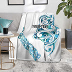 All White Maori Tribal Tattoo Personalised Blanket Polynesian Style