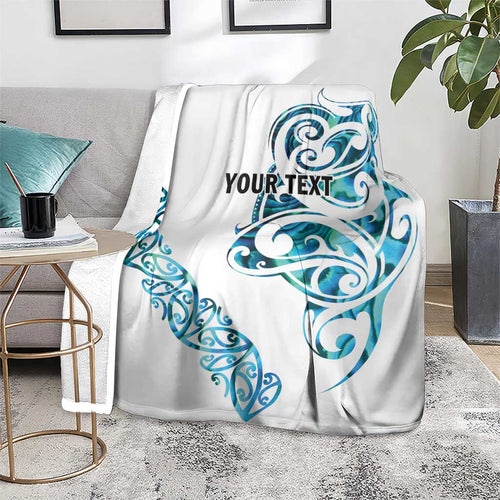 All White Maori Tribal Tattoo Personalised Blanket Polynesian Style