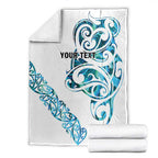 All White Maori Tribal Tattoo Personalised Blanket Polynesian Style