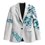 All White Maori Tribal Tattoo Personalised Blazer Polynesian Style - Aussie Hoodie