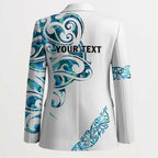 All White Maori Tribal Tattoo Personalised Blazer Polynesian Style - Aussie Hoodie