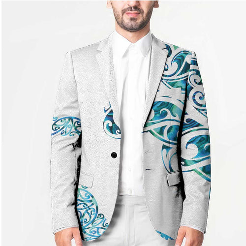All White Maori Tribal Tattoo Personalised Blazer Polynesian Style - Aussie Hoodie