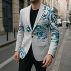 All White Maori Tribal Tattoo Personalised Blazer Polynesian Style - Aussie Hoodie