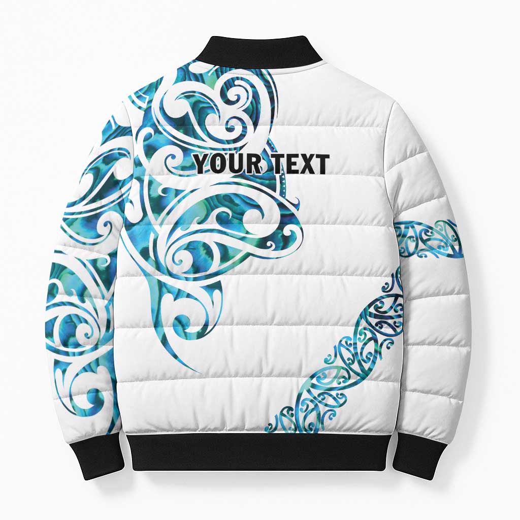 All White Maori Tribal Tattoo Personalised Bomber Puffer Jacket Polynesian Style - Aussie Hoodie