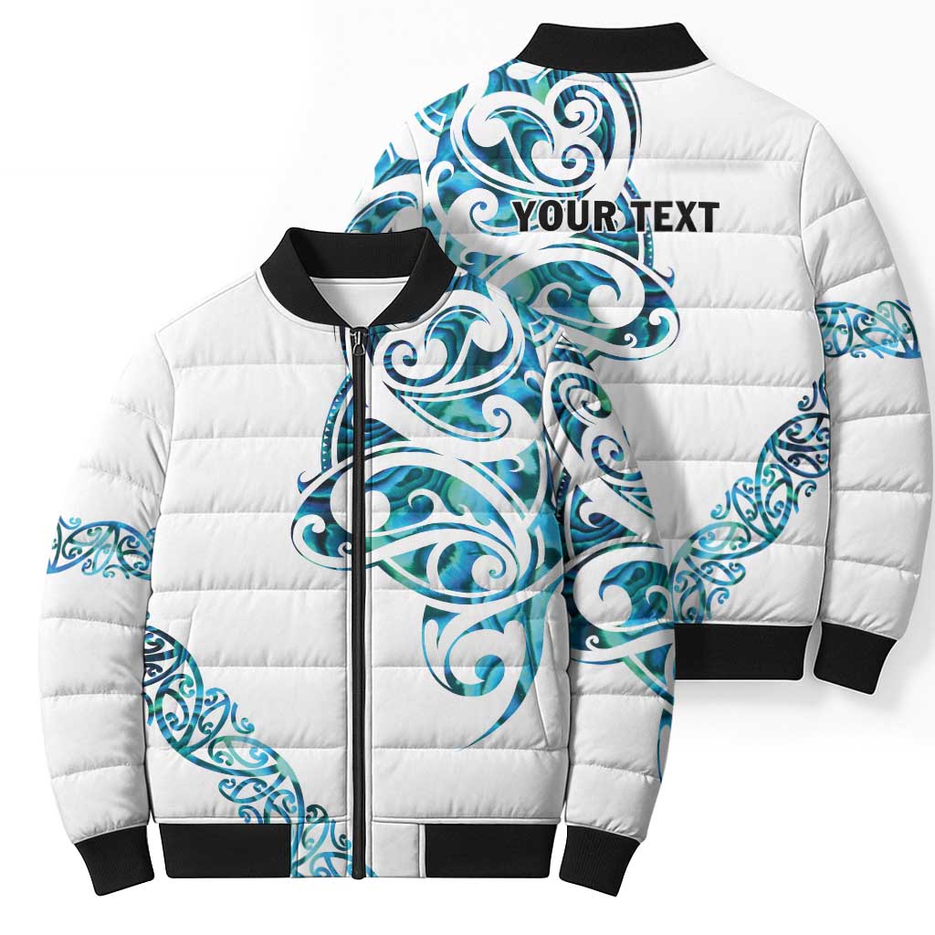 All White Maori Tribal Tattoo Personalised Bomber Puffer Jacket Polynesian Style - Aussie Hoodie