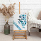 All White Maori Tribal Tattoo Personalised Canvas Wall Art Polynesian Style