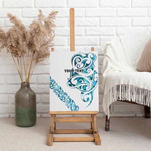 All White Maori Tribal Tattoo Personalised Canvas Wall Art Polynesian Style