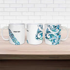 All White Maori Tribal Tattoo Personalised Ceramic Mug Polynesian Style - Aussie Hoodie