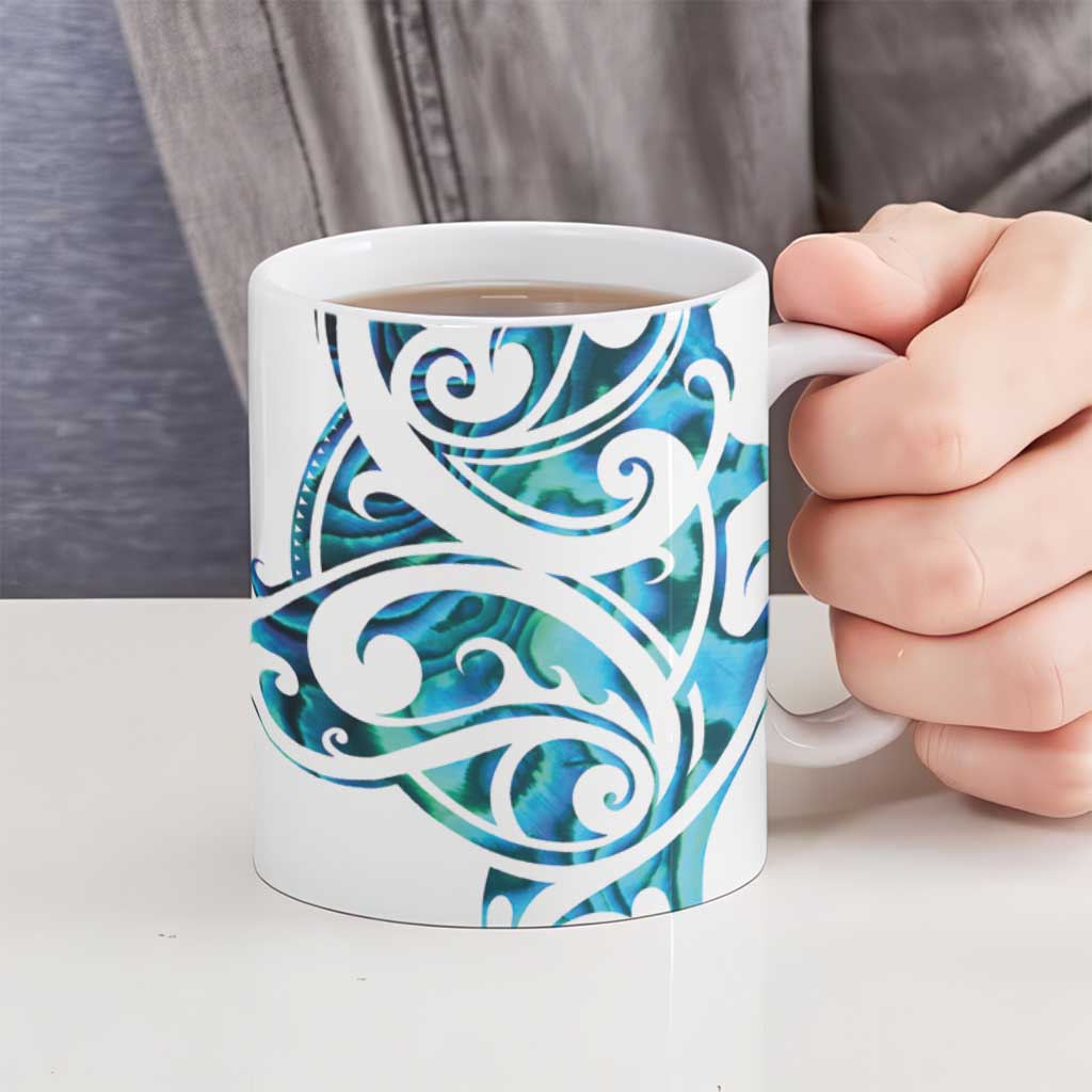 All White Maori Tribal Tattoo Personalised Ceramic Mug Polynesian Style - Aussie Hoodie