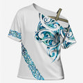 All White Maori Tribal Tattoo Personalised Cross Shoulder Shirt Polynesian Style - Aussie Hoodie
