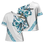 All White Maori Tribal Tattoo Personalised Cross Shoulder Shirt Polynesian Style - Aussie Hoodie