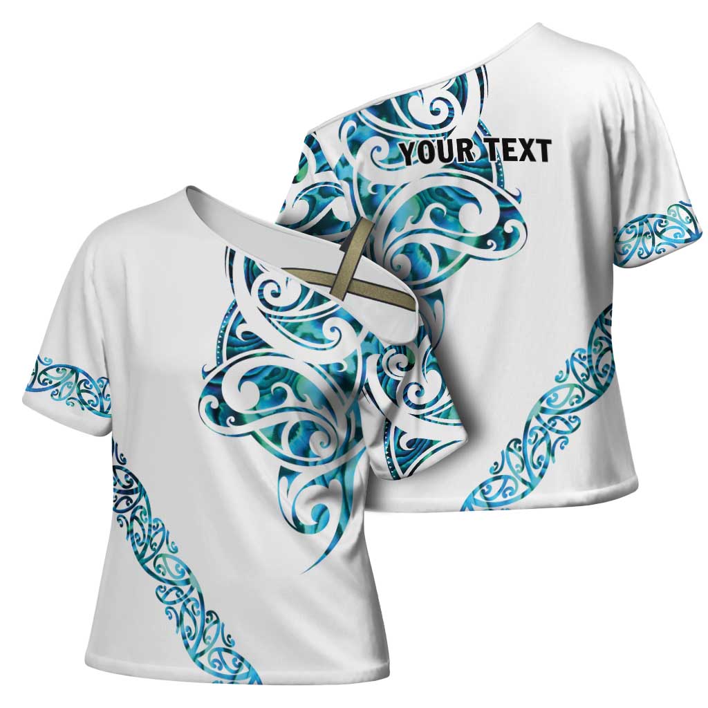 All White Maori Tribal Tattoo Personalised Cross Shoulder Shirt Polynesian Style - Aussie Hoodie