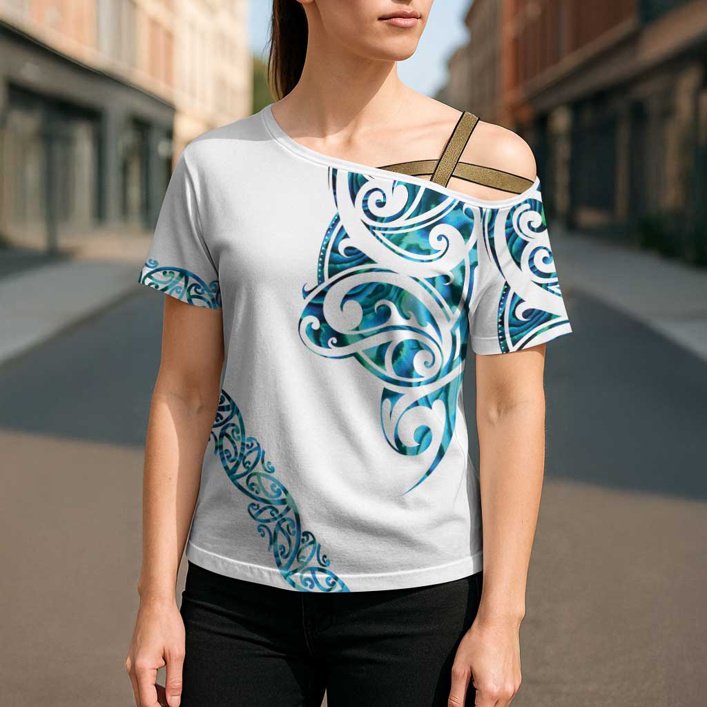 All White Maori Tribal Tattoo Personalised Cross Shoulder Shirt Polynesian Style - Aussie Hoodie
