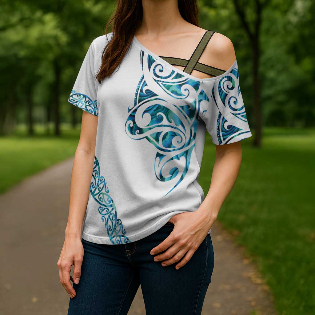 All White Maori Tribal Tattoo Personalised Cross Shoulder Shirt Polynesian Style - Aussie Hoodie