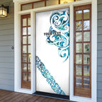 All White Maori Tribal Tattoo Personalised Door Cover Polynesian Style - Aussie Hoodie