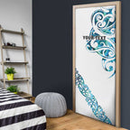 All White Maori Tribal Tattoo Personalised Door Cover Polynesian Style - Aussie Hoodie