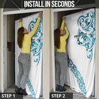All White Maori Tribal Tattoo Personalised Door Cover Polynesian Style - Aussie Hoodie