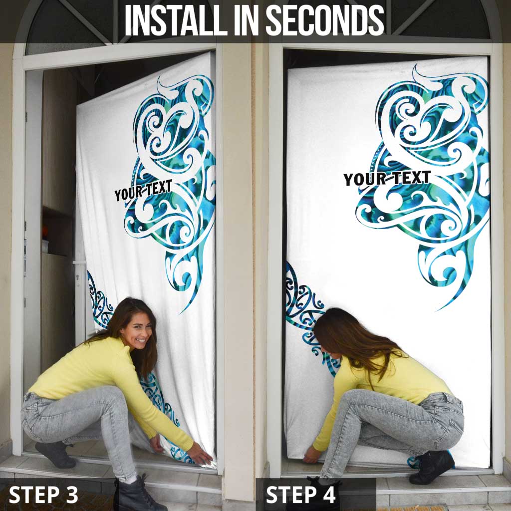All White Maori Tribal Tattoo Personalised Door Cover Polynesian Style - Aussie Hoodie
