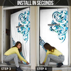 All White Maori Tribal Tattoo Personalised Door Cover Polynesian Style - Aussie Hoodie