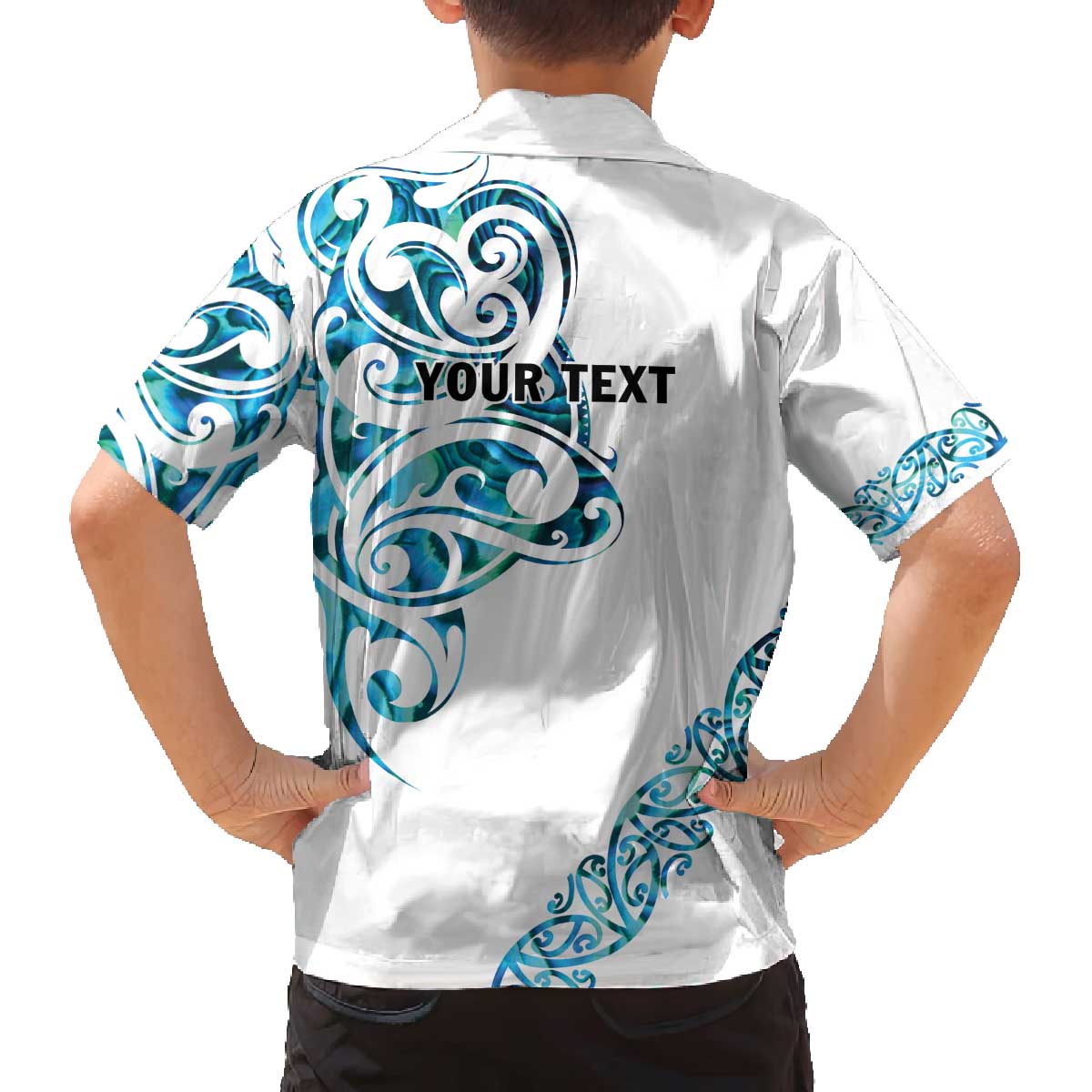 All White Maori Tribal Tattoo Personalised Family Matching Off The Shoulder Long Sleeve Dress and Hawaiian Shirt Polynesian Style