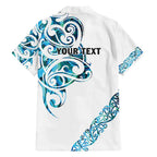 All White Maori Tribal Tattoo Personalised Family Matching Short Sleeve Bodycon Dress and Hawaiian Shirt Polynesian Style