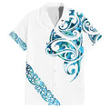 All White Maori Tribal Tattoo Personalised Family Matching Summer Maxi Dress and Hawaiian Shirt Polynesian Style
