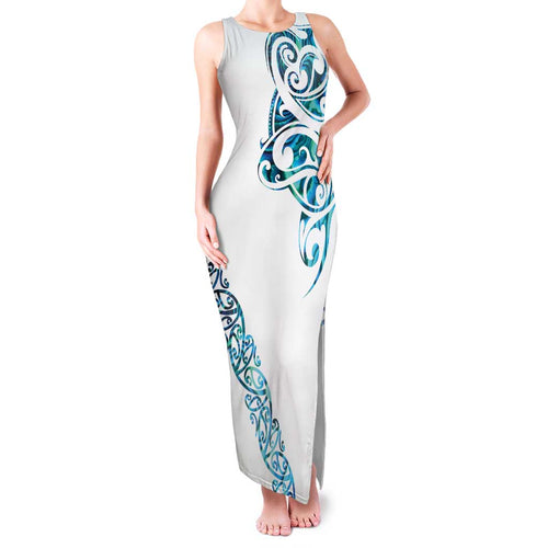 All White Maori Tribal Tattoo Personalised Family Matching Tank Maxi Dress and Hawaiian Shirt Polynesian Style