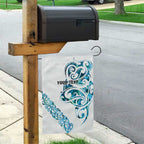 All White Maori Tribal Tattoo Personalised Garden Flag Polynesian Style