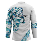 All White Maori Tribal Tattoo Personalised Hockey Jersey Polynesian Style - Aussie Hoodie