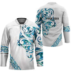 All White Maori Tribal Tattoo Personalised Hockey Jersey Polynesian Style - Aussie Hoodie