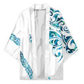 All White Maori Tribal Tattoo Personalised Kimono Polynesian Style - Aussie Hoodie