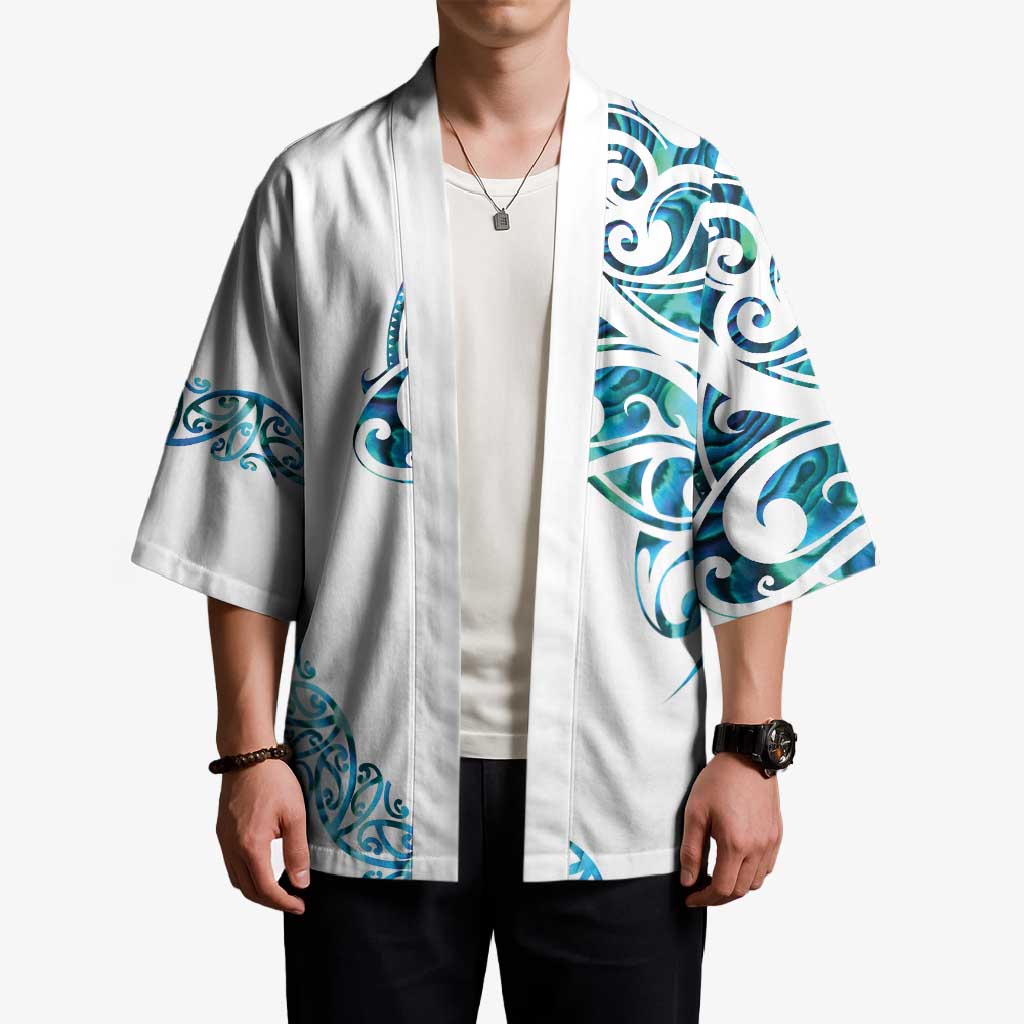 All White Maori Tribal Tattoo Personalised Kimono Polynesian Style - Aussie Hoodie