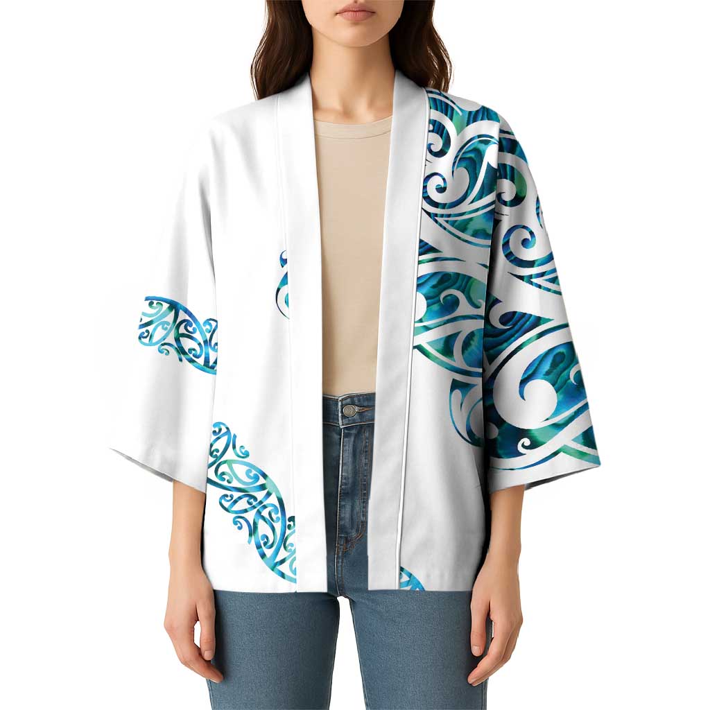 All White Maori Tribal Tattoo Personalised Kimono Polynesian Style - Aussie Hoodie