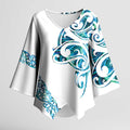 All White Maori Tribal Tattoo Personalised Kimono Sleeve Blouse Polynesian Style - Aussie Hoodie