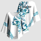 All White Maori Tribal Tattoo Personalised Kimono Sleeve Blouse Polynesian Style - Aussie Hoodie